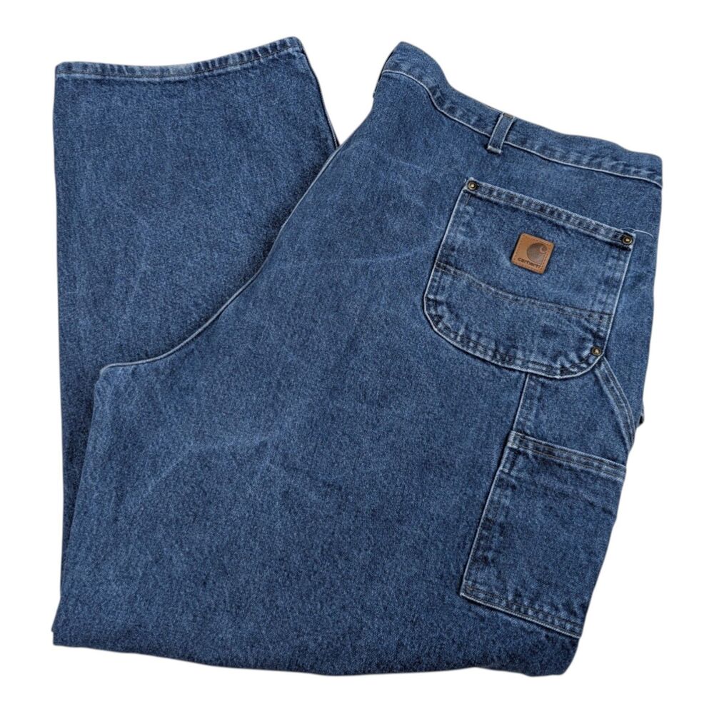 Carhartt B73 DST Double Knee Blue Jeans 50x32 Loose Fit Dungaree‎ - Picture 2 of 13